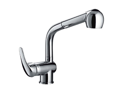 Miscelatore Lavello Cucina Lavatoio Monocomando 1 Leva Laterale Con Doccia Doccetta Estraibile Duemmeggi Premiere Installazione Appoggio Stile Classico Ottone Finitura Cromata Made in Italy Garanzia 5 Anni