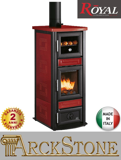 Focolare Stufa Legna Ceramica Royal Palazzetti Stuba Forno Rosso 7,1 KW