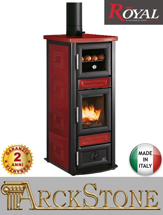 Focolare Stufa Legna Ceramica Royal Palazzetti Stuba Forno Rosso 7,1 KW
