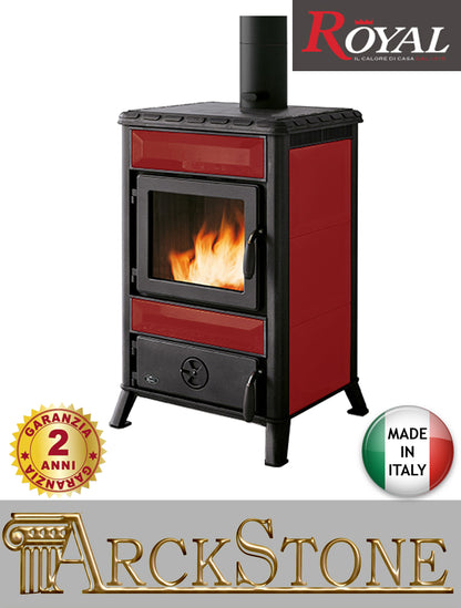 ARCKSTONE Focolare Stufa a Legna Refrattario Royal Palazzetti Mary Rosso 10,2 Kw