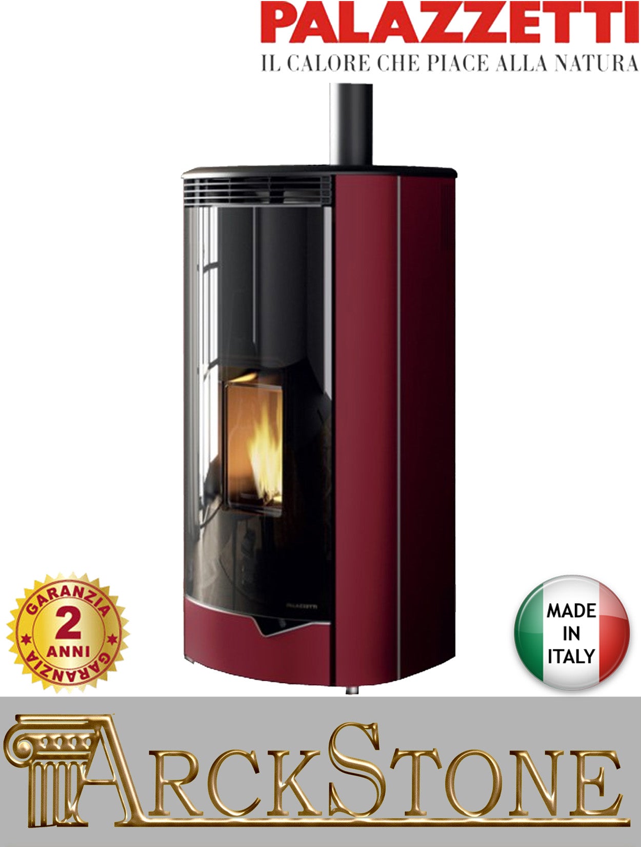 Stufa Pellet Aria Ventilata Ecofire Ermetica Palazzetti Marianne 9 US Potenza 9,1 kW Rosso