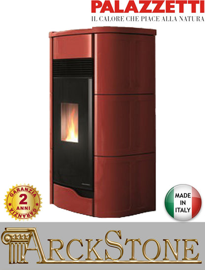 Stufa Pellet Aria Calda Ventilata Ecofire Ermetica Palazzetti Anna 12 Potenza 12 kW Rosso