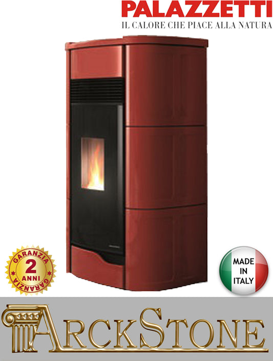 Stufa Pellet Aria Calda Ventilata Tre Ventilatori Ecofire Ermetica Palazzetti Anna 12 PRO 3 Potenza 12 kW Rosso
