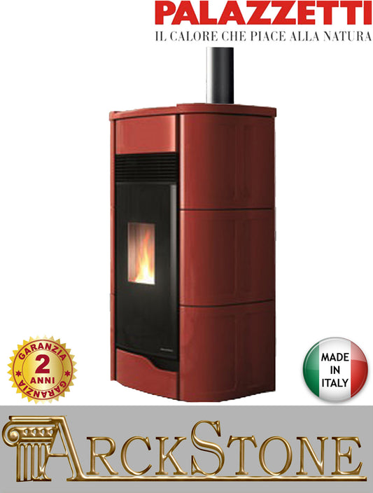 Stufa Pellet Aria Calda Ventilata Ecofire Ermetica Palazzetti Anna 12 US Potenza 12 kW Rosso