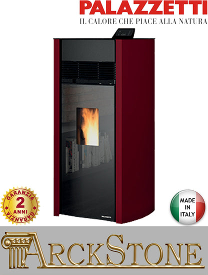 Stufa Pellet Aria Calda Ventilata Canalizzata Due Ventilatori Ecofire Palazzetti Bianca Lux 9 PRO 2 Potenza 9 kW Rosso