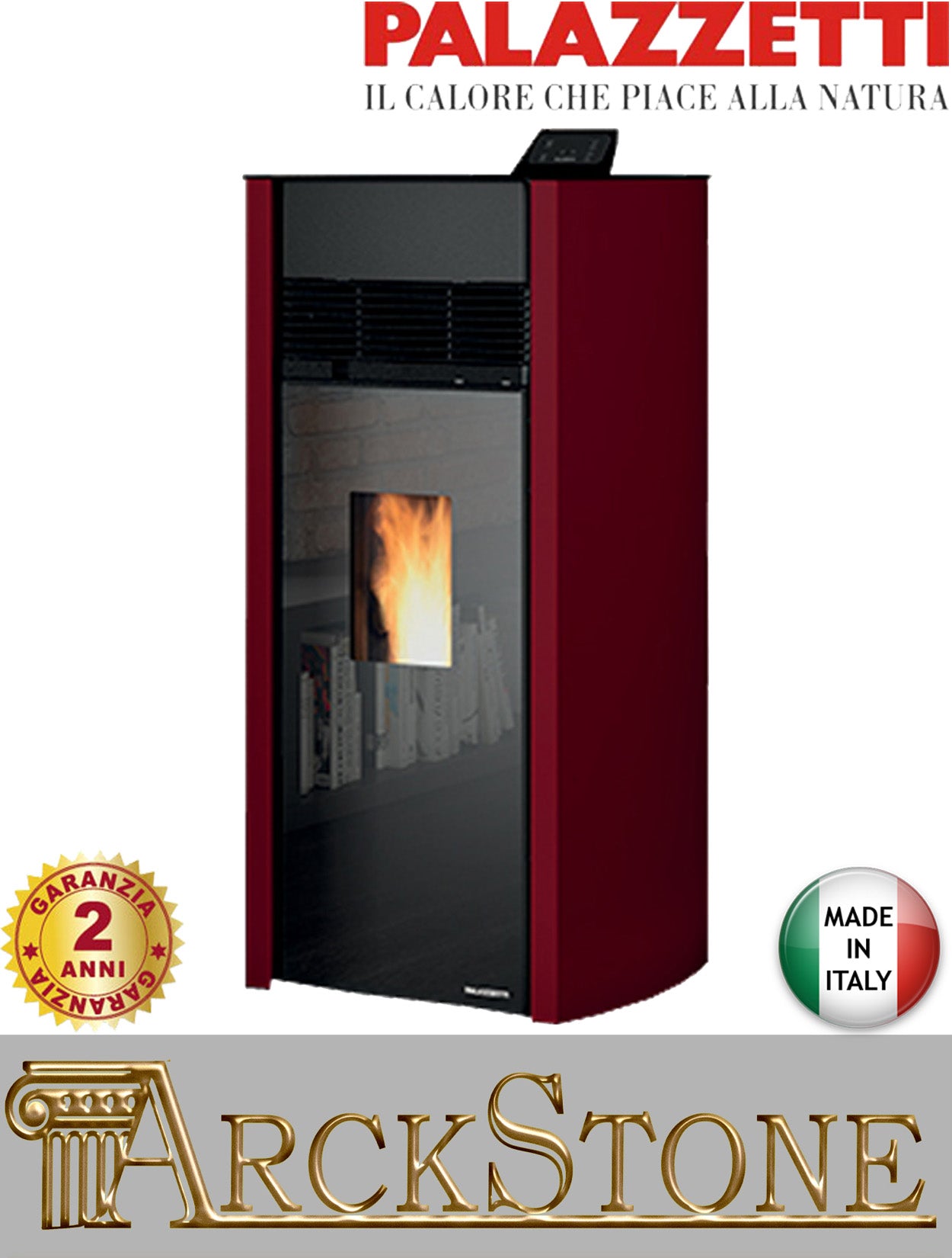 Stufa Pellet Aria Calda Ventilata Ecofire Palazzetti Bianca Lux 9 Potenza 9 kW Rosso