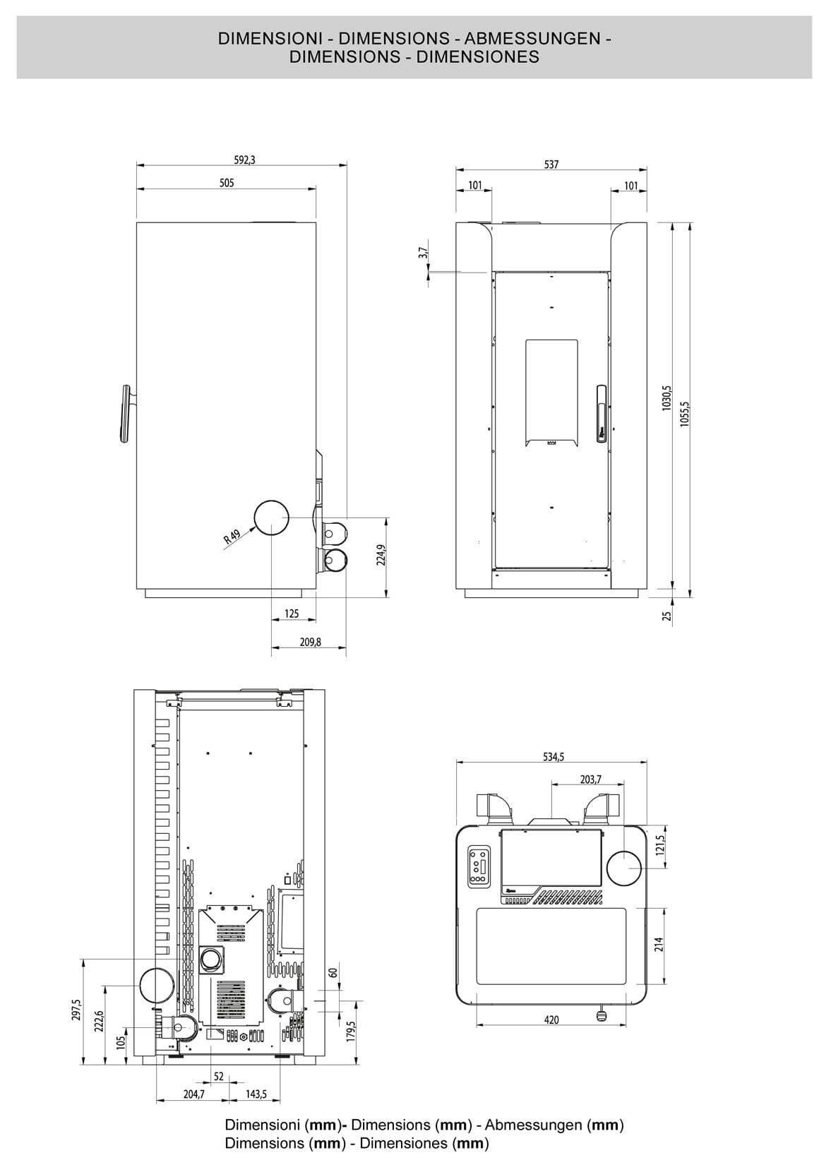 Royal Palazzetti Alida Air 120 Stufa Pellet Aria Ventilata Canalizzata Potenza 11,9 Kw Rivestimento Acciaio Colore Bianco Uscita Fumi Posteriore Maniglia Antiscottatura Canalizza Aria Comburente Esterno Display Sfioro Programma Orario Cassetto Braciere
