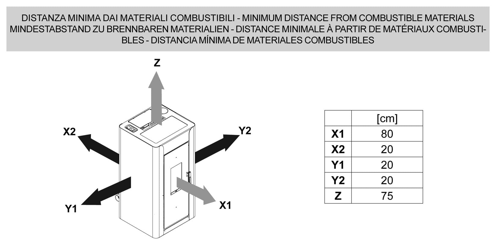 Royal Palazzetti Alida Air 120 Stufa Pellet Aria Ventilata Canalizzata Potenza 11,9 Kw Rivestimento Acciaio Colore Nero Uscita Fumi Posteriore Maniglia Antiscottatura Canalizza Aria Comburente Esterno Display Sfioro Programma Orario Cassetto Braciere
