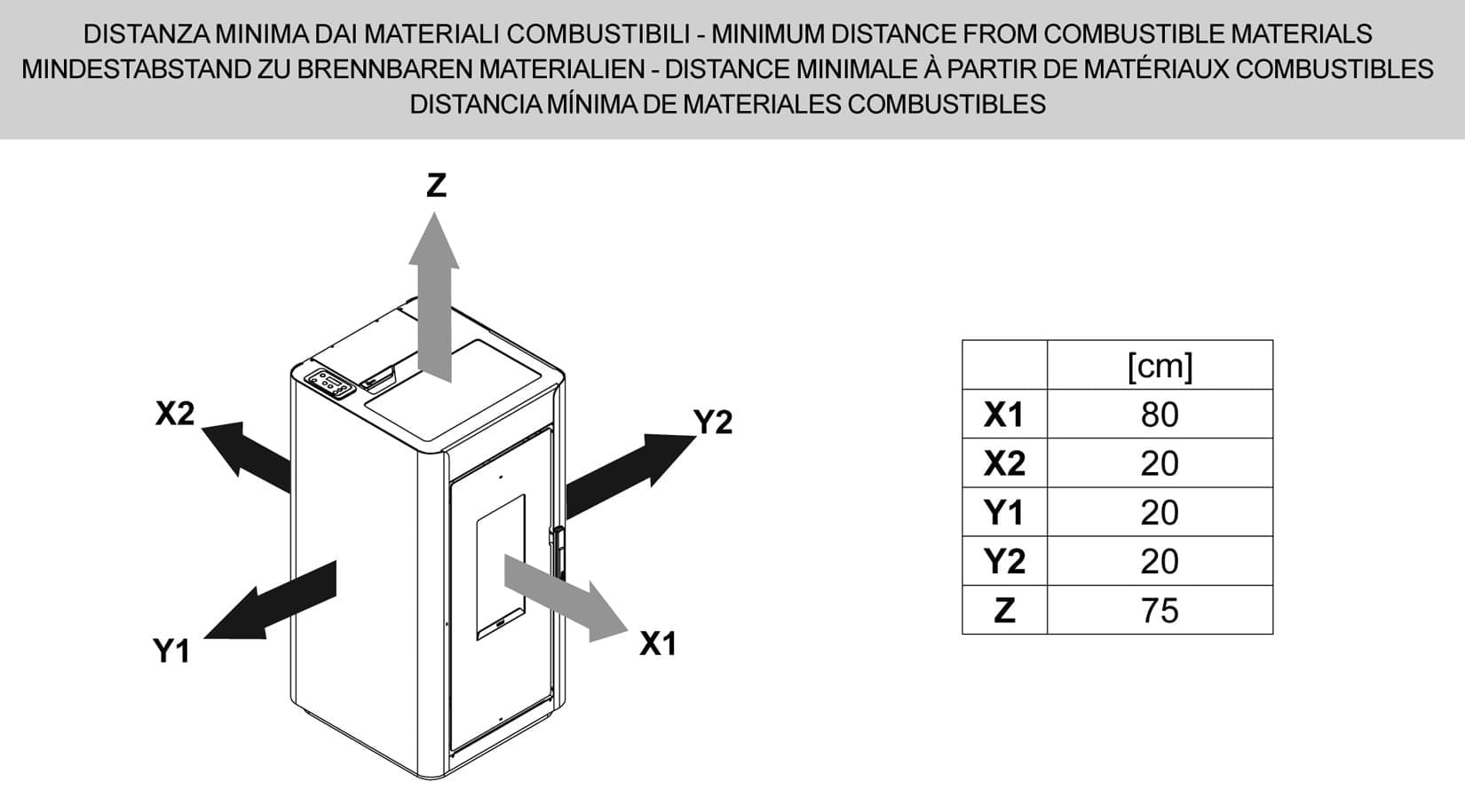 Royal Palazzetti Ilde Air 80 Rivestimento Acciaio Colore Bianco Potenza 8,2 Kw Stufa Pellet Aria Calda Ventilata Maniglia Antiscottatura Uscita Fumi Posteriore Canalizza Aria Comburente Esterno Display Comandi Sfioro Programma Digitale Cassetto Estraibile