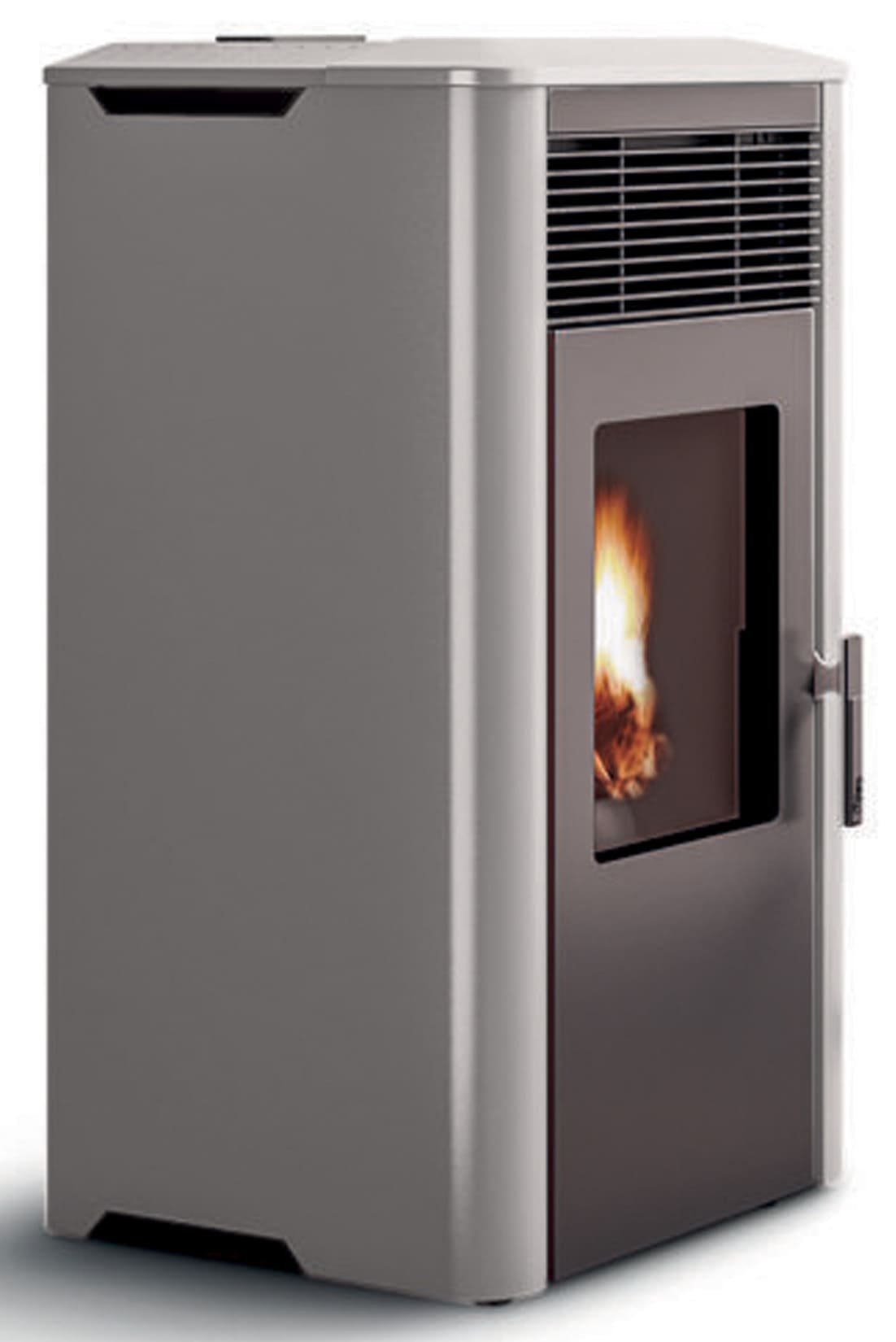 Royal Palazzetti Ilena E Air 60 Rivestimento Acciaio Top Ceramica Colore Bianco Potenza 6,2 Kw Stufa Pellet Aria Ventilata Ermetica Uscita Fumi Posteriore Canalizzazione Aria Comburente Comandi Sfioro Programma Digitale Braciere Ghisa Cassetto Estraibile