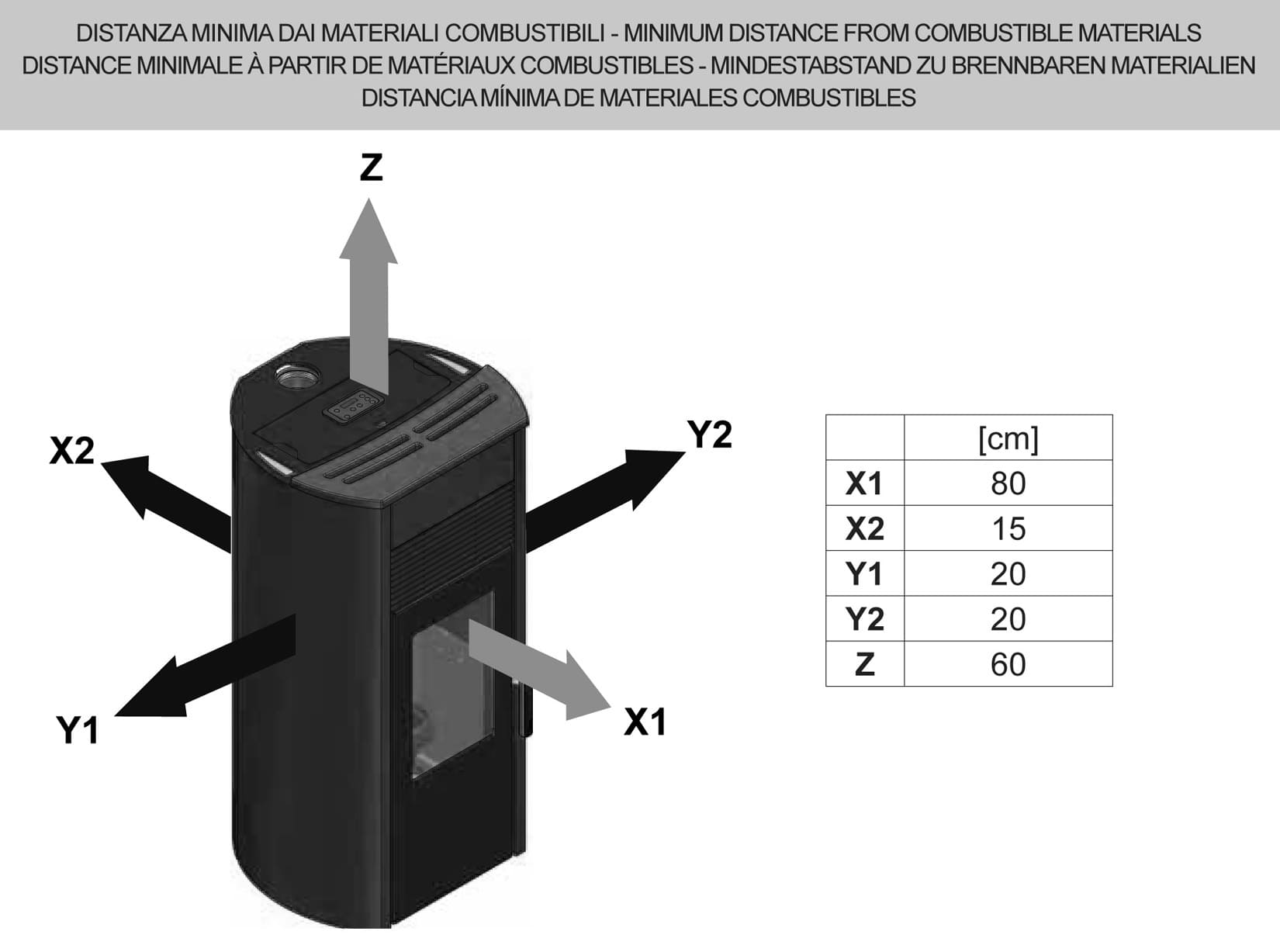Royal Palazzetti Roberta Air 60 Us Rivestimento Acciaio Top Ceramica Colore Bianco Potenza 6 Kw Stufa Pellet Aria Ventilata Fianchi Arrotondati Uscita Fumi Superiore Canalizza Aria Comburente Esterno Display Sfioro Programma Fasce Orarie Cassetto Braciere