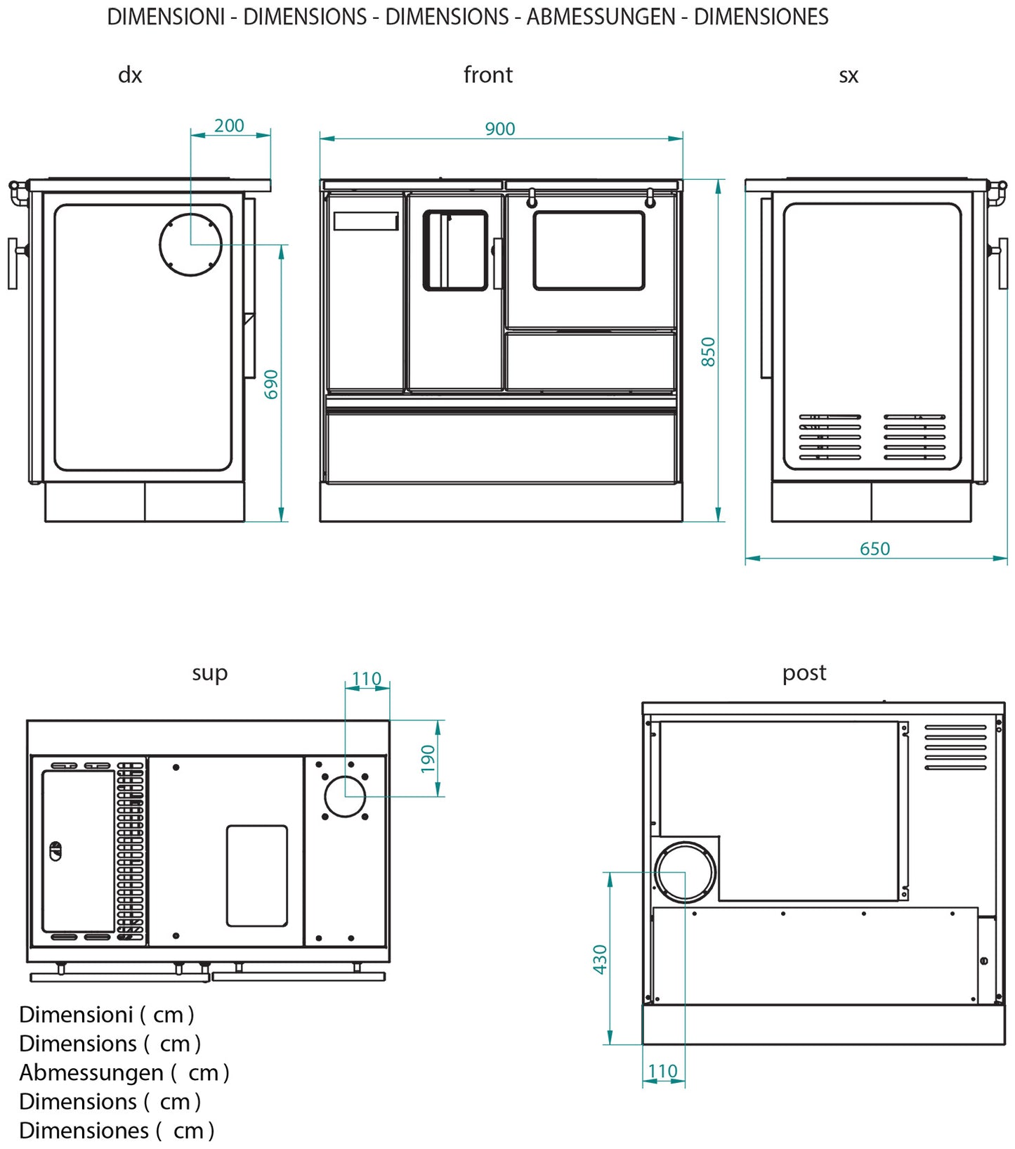 Royal Rosita S Cucina Pellet Aria Calda Ventilata Potenza 8Kw Rivestimento Acciaio Avorio Forno Portina Vetro Ceramico Piano Cottura Ventilatore Centrifugo Caricamento Dall’Alto Predisposta Uscita Fumi Posteriore Superiore Termometro Controllo Temperatura