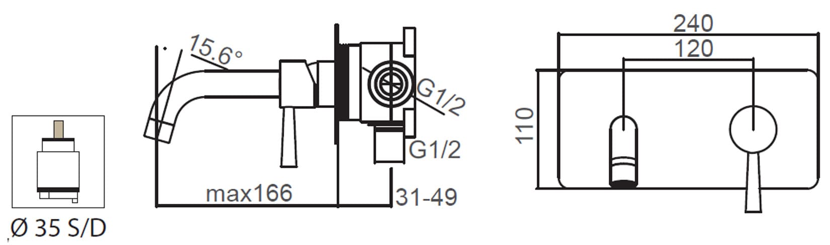 Miscelatore Lavabo Ad Incasso Con Bocca A Parete Duemmeggi Round Parete Muro Con Piastra 2 Fori Monocomando Moderno 166 mm Materiale Ottone Finitura Cromata Made in Italy Garanzia 5 Anni