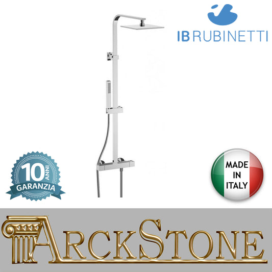 Colonna doccia completa di miscelatore termostatico di kit doccia marca IB rubinetti modello Rubacuori rubinetteria rubinetto ottone cromato fontana finitura cromo rivenditore autorizzato qualità campania arredamento garanzia 10 anni azienda certificata m