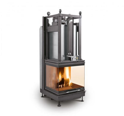 Camino a Legna Chiuso Aria Naturale Canalizzata Palazzetti Ecomonoblocco S66 3D Frontale Magnofix Potenza 18 kW Portina Vetro Ceramico Misura 58x74x159 cm