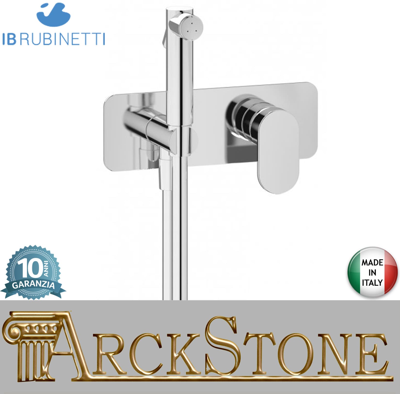 IB Rubinetti SUPERBOX Set Di Parti Esterne e Corpo ad Incasso A Muro Con Piastra Per Idroscopino Igienico Con Miscelatore Per WC Materiale Ottone Finitura Cromata