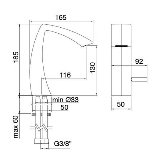 Miscelatore Monocomando Lavabo 130 Rubinetterie Treemme Arche' Materiale Ottone Finitura Cromata