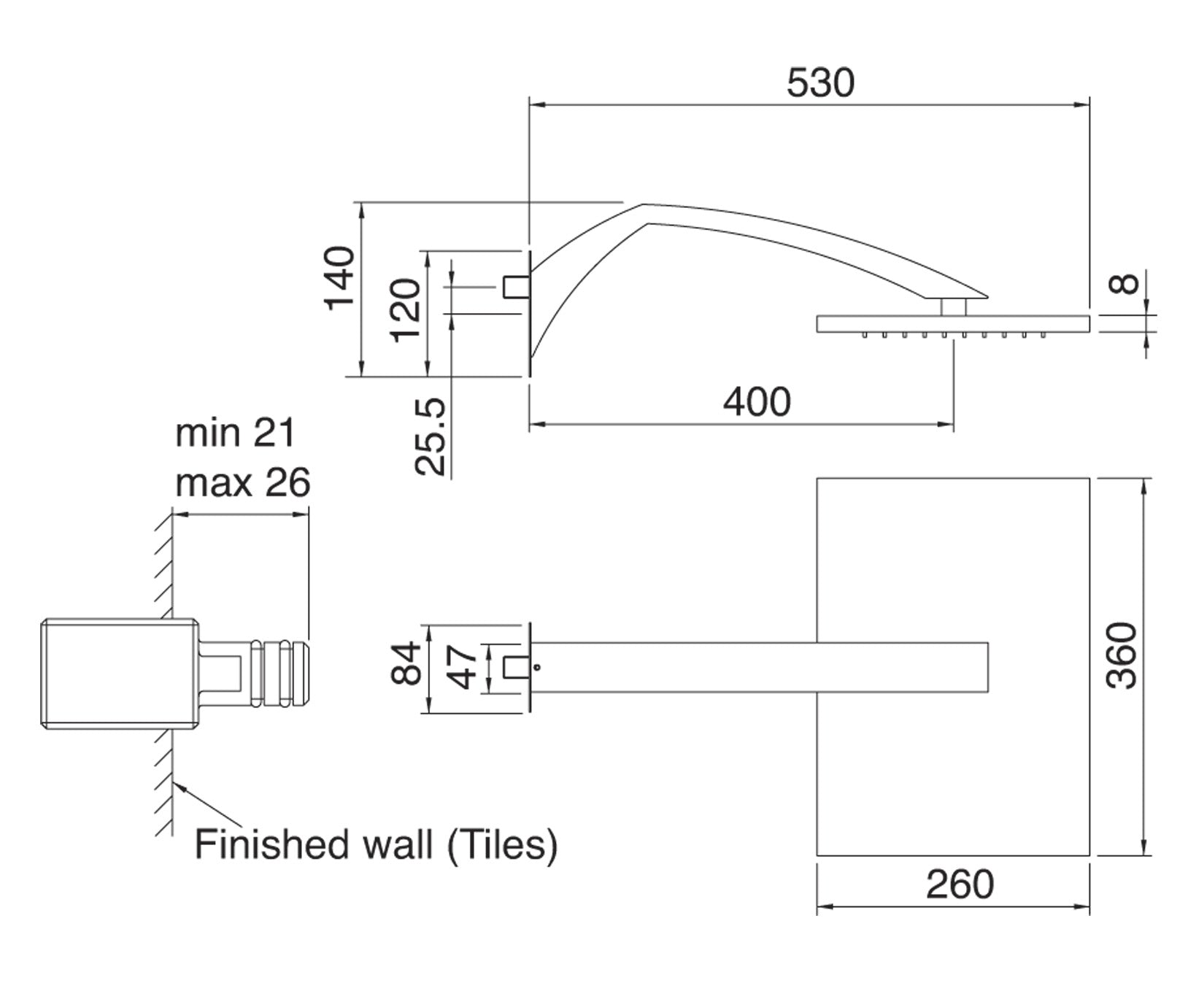 Rubinetterie Treemme Arche' Soffione Doccia 360x260 mm A Parete Metallo Anticalcare Con Braccio 400 mm In Ottone Finitura Cromata