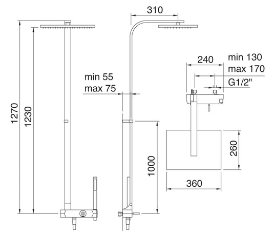 Gruppo Doccia Con Doccetta E Soffione Anticalcare Rubinetterie Treemme Arche' Materiale Ottone Finitura Cromata