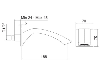 Bocca A Muro Per Vasca 188 Rubinetterie Treemme Arche' Materiale Ottone Finitura Cromata