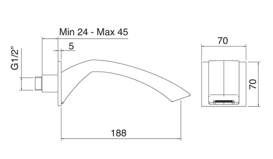 Bocca A Muro 188 Rubinetterie Treemme Arche' Materiale Ottone Finitura Cromata