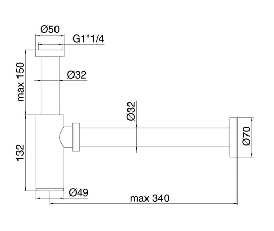 Sifone A Vista Rubinetterie Treemme Nanotech Tondo Materiale Ottone Finitura Cromata