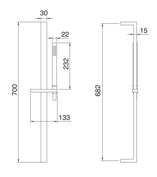 Rubinetterie Treemme SHOWERS & THERMOSTATICS Kit Saliscendi Quadro Con Doccetta In Metallo Senza Presa Acqua Finitura Cromata