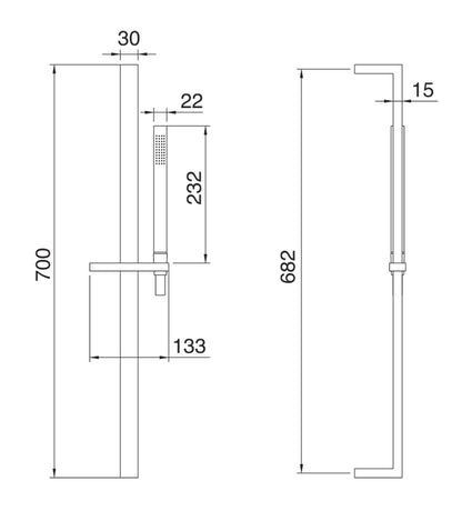 Kit Saliscendi Con Doccetta In Metallo Senza Presa Acqua Rubinetterie Treemme Arche' Finitura Cromata