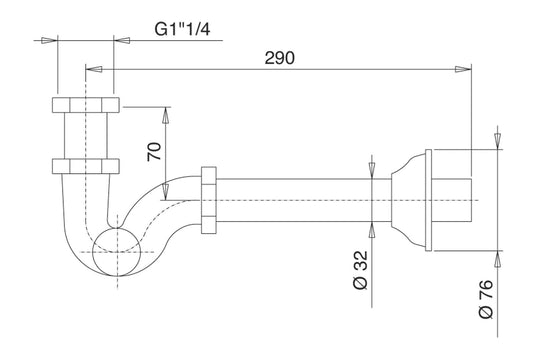 Rubinetterie Treemme PICCADILLY IT 0433 CC ZZ ZZ Sifone Ad S Tondo Per Bidet 1" 1/4 Finitura Cromata