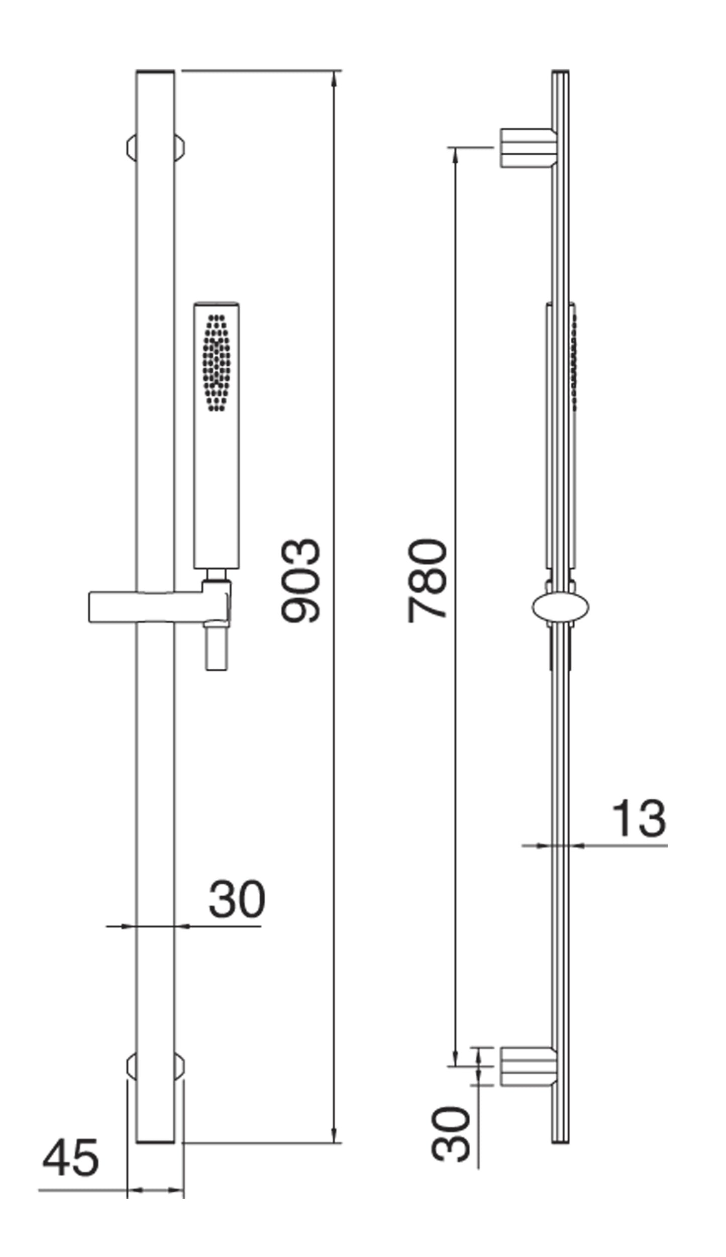 Kit Asta Saliscendi Con Doccetta In Metallo e Flessibile Senza Presa Acqua Rubinetterie Treemme Hedo' Finitura Cromata