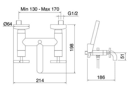 Rubinetterie Treemme Line Miscelatore Gruppo Vasca Esterno Con Doccetta In Metallo Materiale Ottone Finitura Cromata