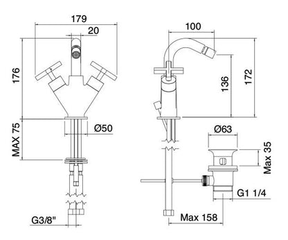 Rubinetterie Treemme Line Miscelatore Monoforo Bidet Areatore Orientabile Con Piletta Di Scarico Automatico E Bocca Girevole Materiale Ottone Finitura Cromata