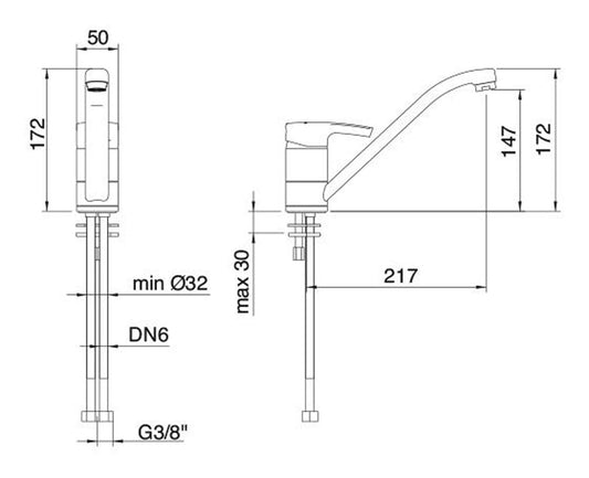 Rubinetterie Treemme 3M Contract Kitchen S IT 1231 CC LG ZZ Miscelatore Monocomando Appoggio Lavello Cucina Standard Monoforo Stile Moderno Materiale Ottone Finitura Cromata