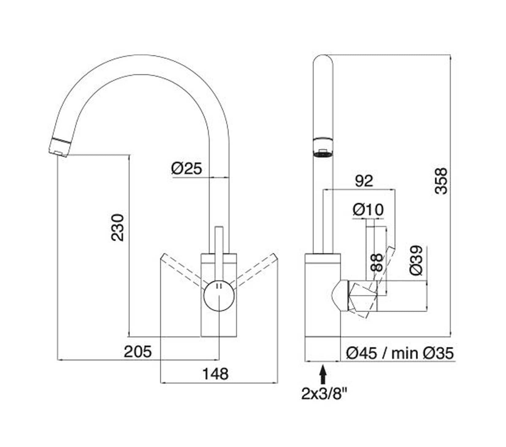Rubinetterie Treemme 40mm IT 1332 IS 40 ZZ Miscelatore Monoforo Monocomando Appoggio Lavello Cucina Standard Stile Moderno Bocca Girevole Materiale Acciaio Finitura Acciaio Spazzolato Opaco Inox