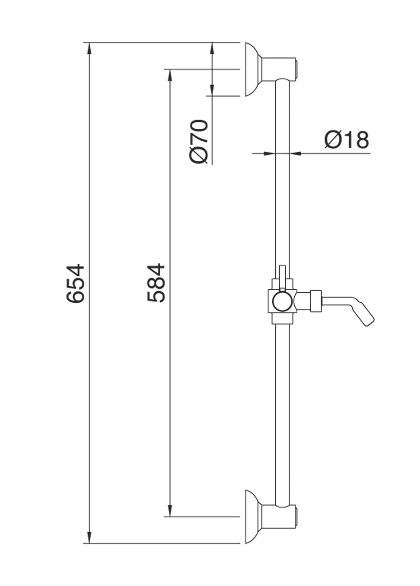Rubinetterie Treemme 3M Retrò RWIT 2106 CC 07 Kit Asta Saliscendi Senza Doccetta Senza Flessibile Senza Presa Acqua a Muro Finitura Cromata