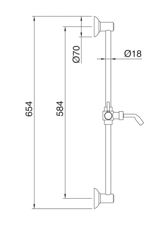 Rubinetterie Treemme 3M Retrò RWIT 2106 CC 07 Kit Asta Saliscendi Senza Doccetta Senza Flessibile Senza Presa Acqua a Muro Finitura Cromata