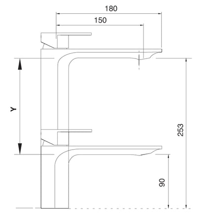 Miscelatore Monocomando Lavabo Rubinetterie Treemme Ran Dimensioni Su Misura Da 90 A 253 MM Materiale Ottone Finitura Cromata