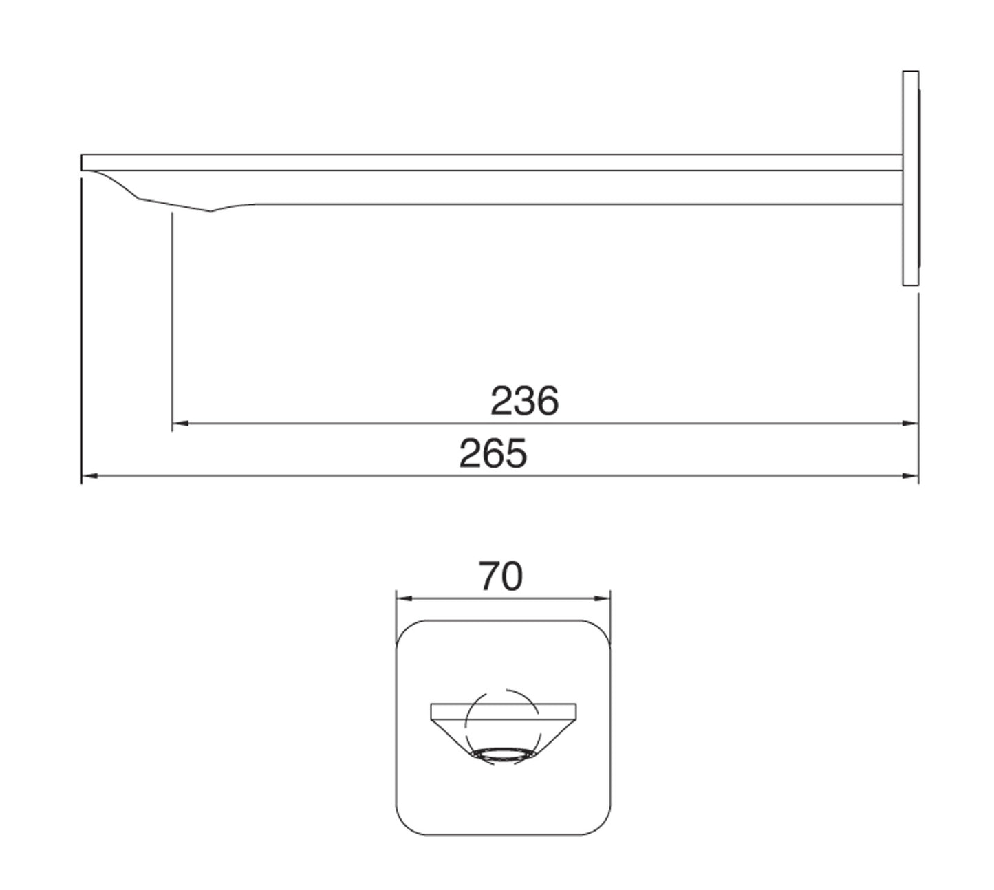 Bocca A Muro Per Vasca 236 MM Rubinetterie Treemme Ran Materiale Ottone Finitura Cromata