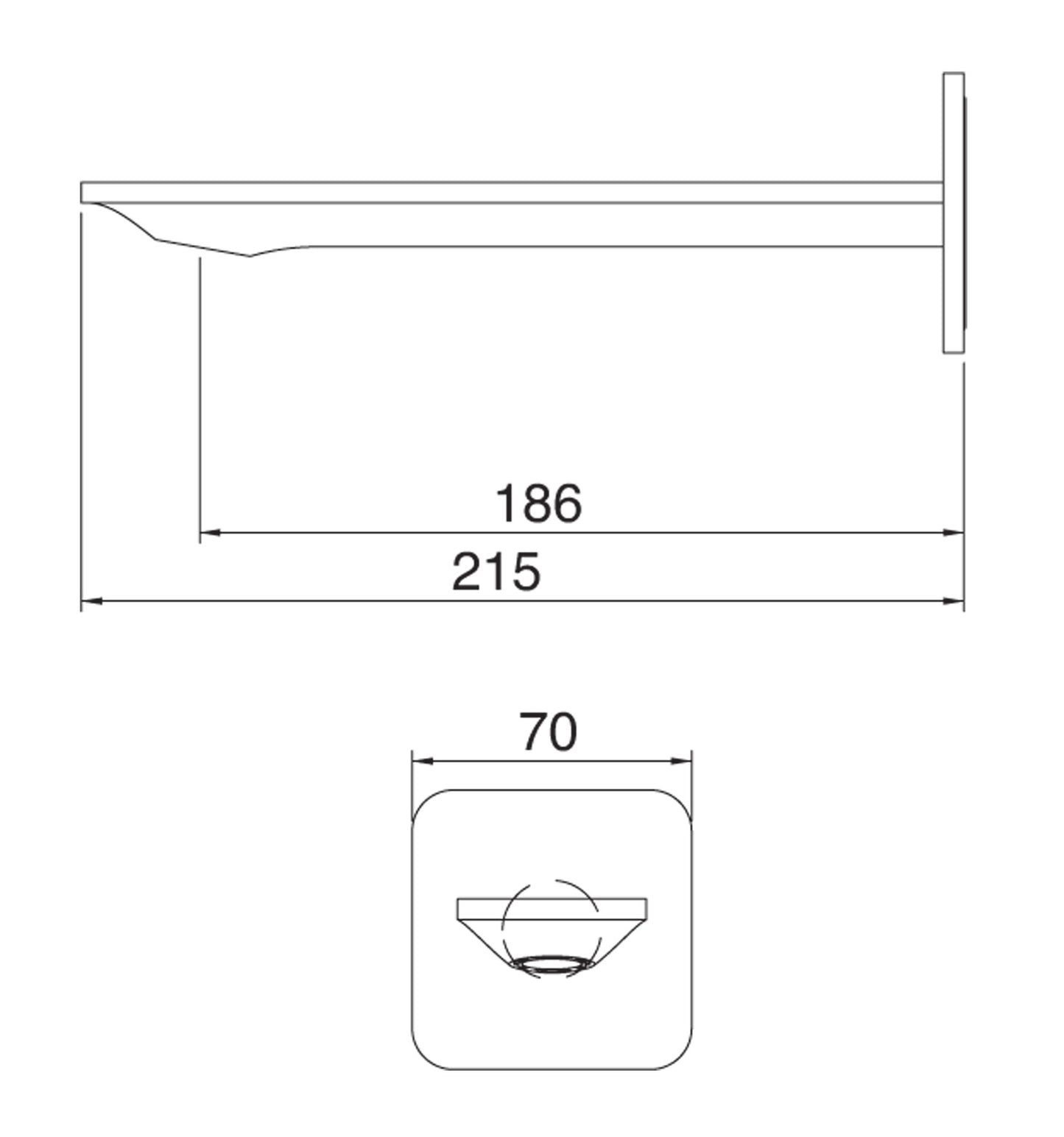 Bocca A Muro 186 mm Rubinetterie Treemme Ran Materiale Ottone Finitura Cromata