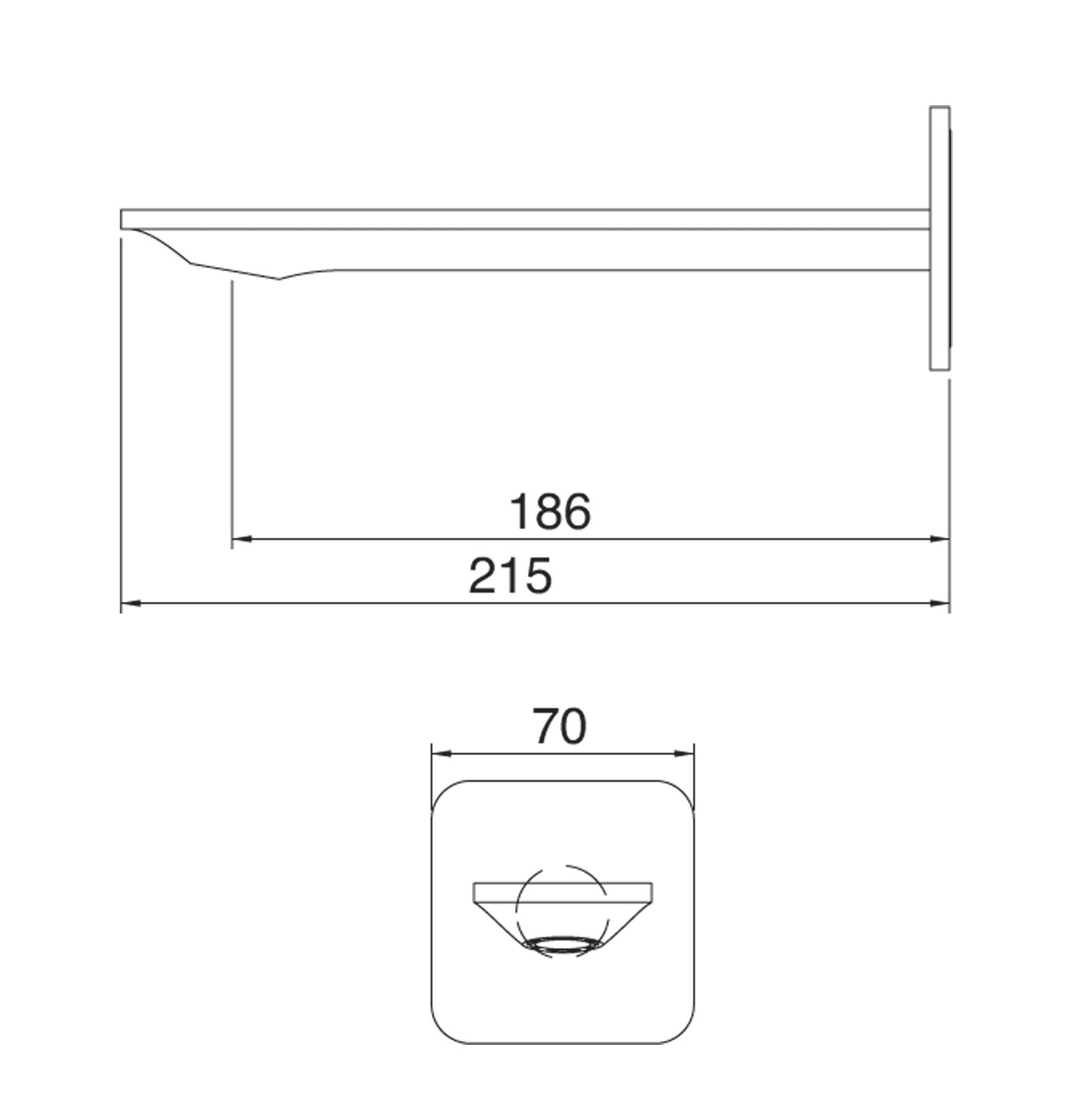 Bocca A Muro Per Vasca 186 mm Rubinetterie Treemme Ran Materiale Ottone Finitura Cromata