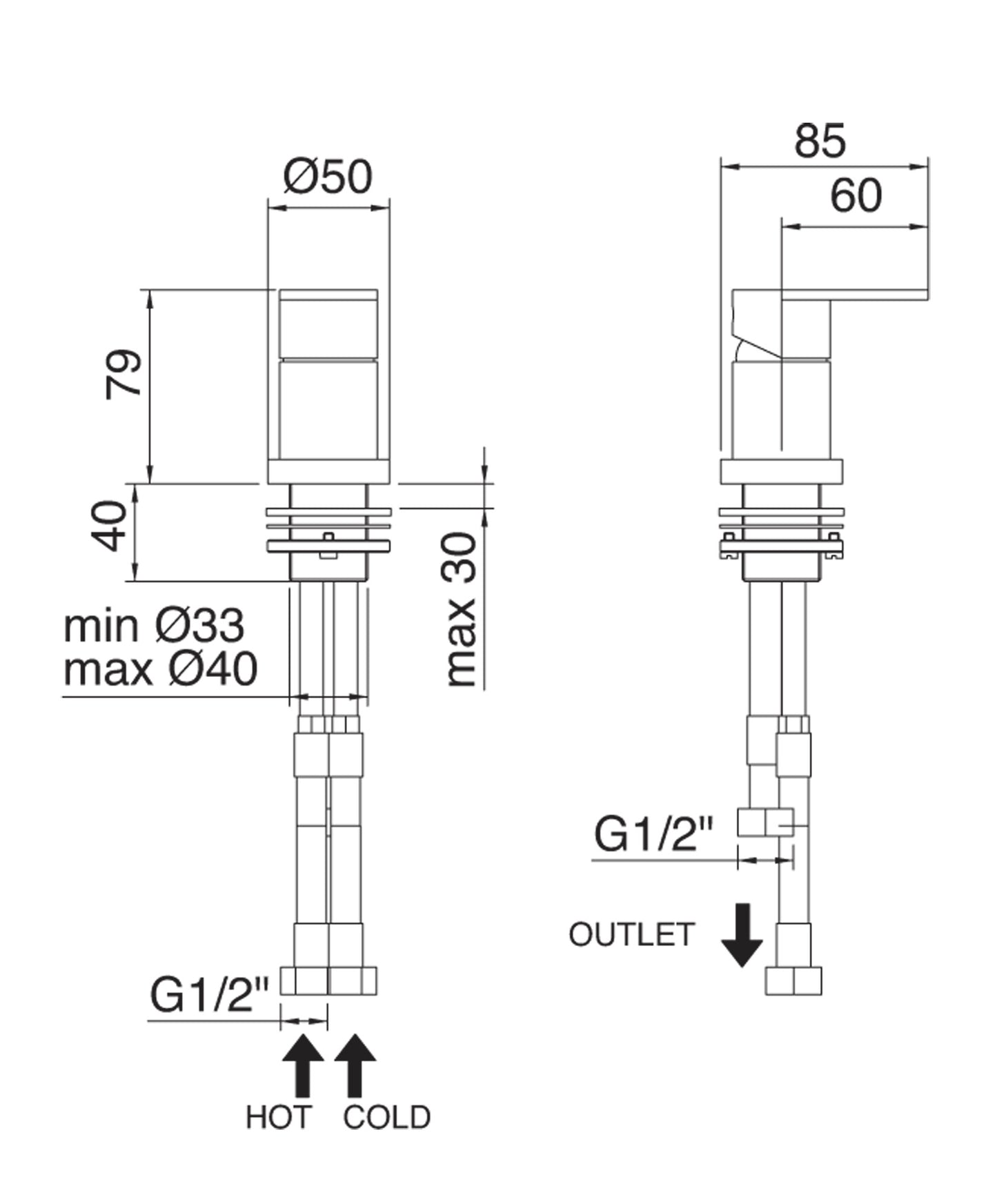 Miscelatore Remoto Da Piano Rubinetterie Treemme Ran Materiale Ottone Finitura Cromata