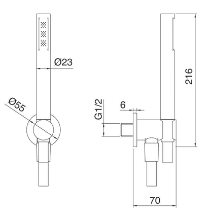 Rubinetterie Treemme SHOWERS & THERMOSTATICS Kit Gancio Flessibile E Doccetta In Metallo Tondo Finitura Cromata