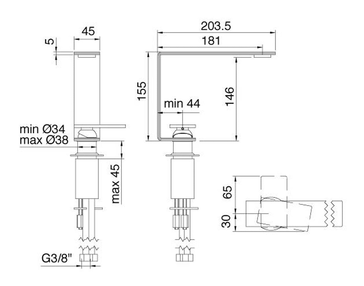 Rubinetterie Treemme 3M 5mm IT 2811 IS 5M ZZ Miscelatore Monocomando Appoggio Lavabo 155 mm Con Areatore Orientabile Stile Moderno Materiale Acciaio Inox Finitura Acciaio Spazzolato Inox