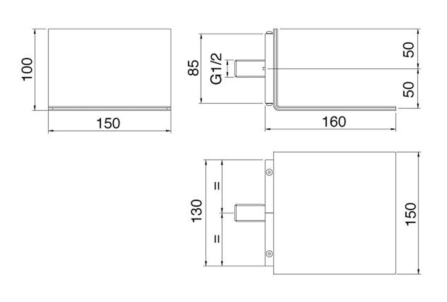 Rubinetterie Treemme 3M 5MM RWIT 2847 IS 21 Cascata A Parete 150 mm Stile Moderno Misura 150x160x100 mm Stile Moderno Materiale In Acciaio Finitura Inox