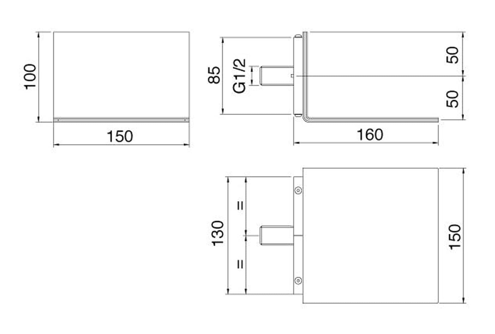 Rubinetterie Treemme 3M 5MM RWIT 2847 IS 21 Cascata A Parete 150 mm Stile Moderno Misura 150x160x100 mm Stile Moderno Materiale In Acciaio Finitura Inox