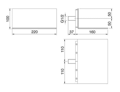 Rubinetterie Treemme 3M 5MM RWIT 2847 IS 22 Cascata A Parete 220 mm Misura 220x160x100 mm Stile Moderno Materiale In Acciaio Finitura Inox