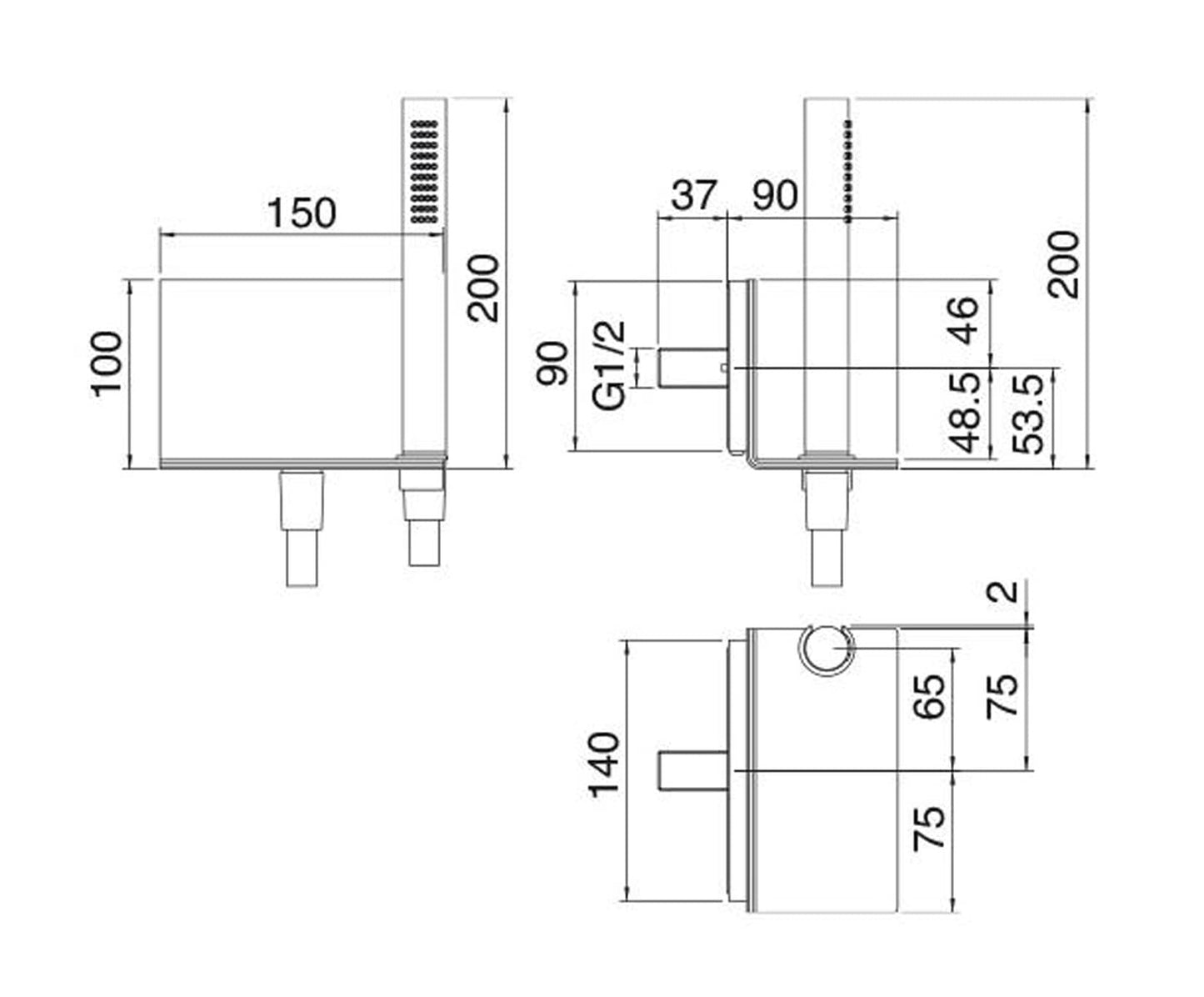 Rubinetterie Treemme SHOWERS Kit Gancio Supporto Appoggio Flessibile In PVC E Doccetta Tonda Inox Materiale Acciaio Finitura Acciaio Spazzolato Opaco Inox