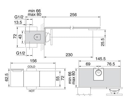 Rubinetterie Treemme 3M 5mm RWIT 2852 IS 96 + RWIT 2851 ZZ 98 Miscelatore Monocomando Lavabo Incasso A Muro 230 mm Areatore Orientabile 3 Fori Con Piastra Stile Moderno Materiale Acciaio Inox Finitura Spazzolata Inox