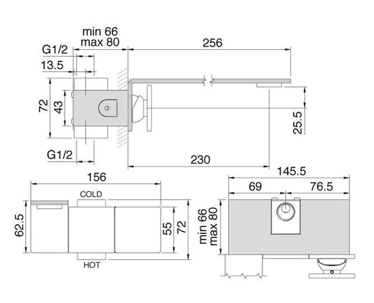 Rubinetterie Treemme 3M 5mm RWIT 2852 IS 96 + RWIT 2851 ZZ 98 Miscelatore Monocomando Lavabo Incasso A Muro 230 mm Areatore Orientabile 3 Fori Con Piastra Stile Moderno Materiale Acciaio Inox Finitura Spazzolata Inox