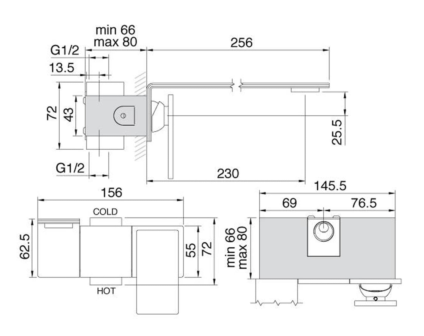 Rubinetterie Treemme 3M 5mm RWIT 2852 IS 97 + RWIT 2851 ZZ 98 Miscelatore Monocomando Lavabo Incasso A Muro 230 mm Areatore Orientabile 3 Fori Con Piastra Stile Moderno Materiale Acciaio Inox Finitura Spazzolata Inox